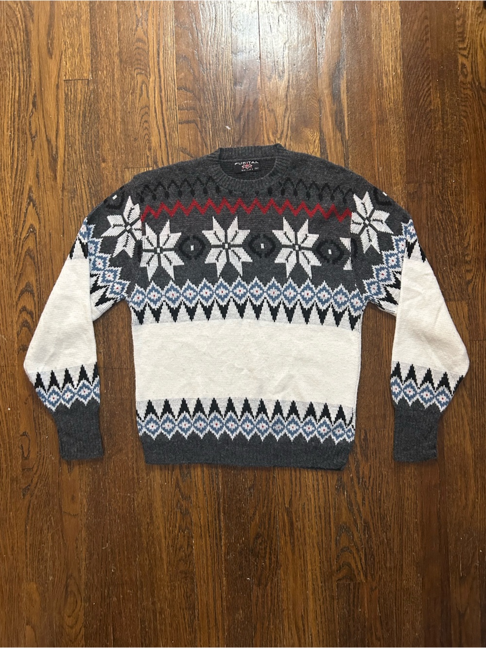 Puritan Vintage 70s Ski Lift Fair Isle Snowflake Sweater Medium